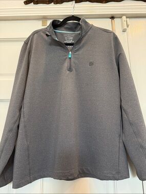 Tori Richard Men's Half-Zip Pullover - Charcoal Gray, Teal Zip Pull,Size L